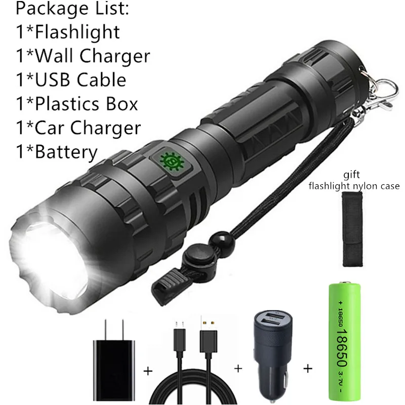 coast flashlights 65000LM Professional LED Flashlight for Hunting Tactical Night Scout Lights Set L2 Fish Light USB Rechargeable Waterproof Torch rechargeable torch with docking station Flashlights