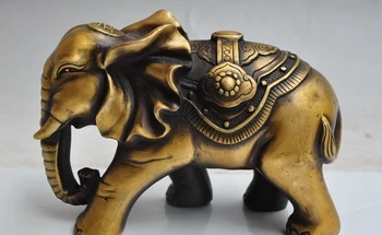 

7" china fengshui brass wealth ruyi animal elephant auspicious lucky rich statue