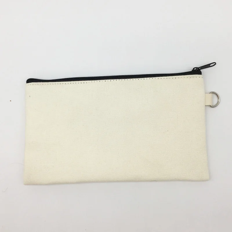 100pcs/lot Beige Blank canvas zipper Pencil Cotton Canvas Cosmetic Bag
