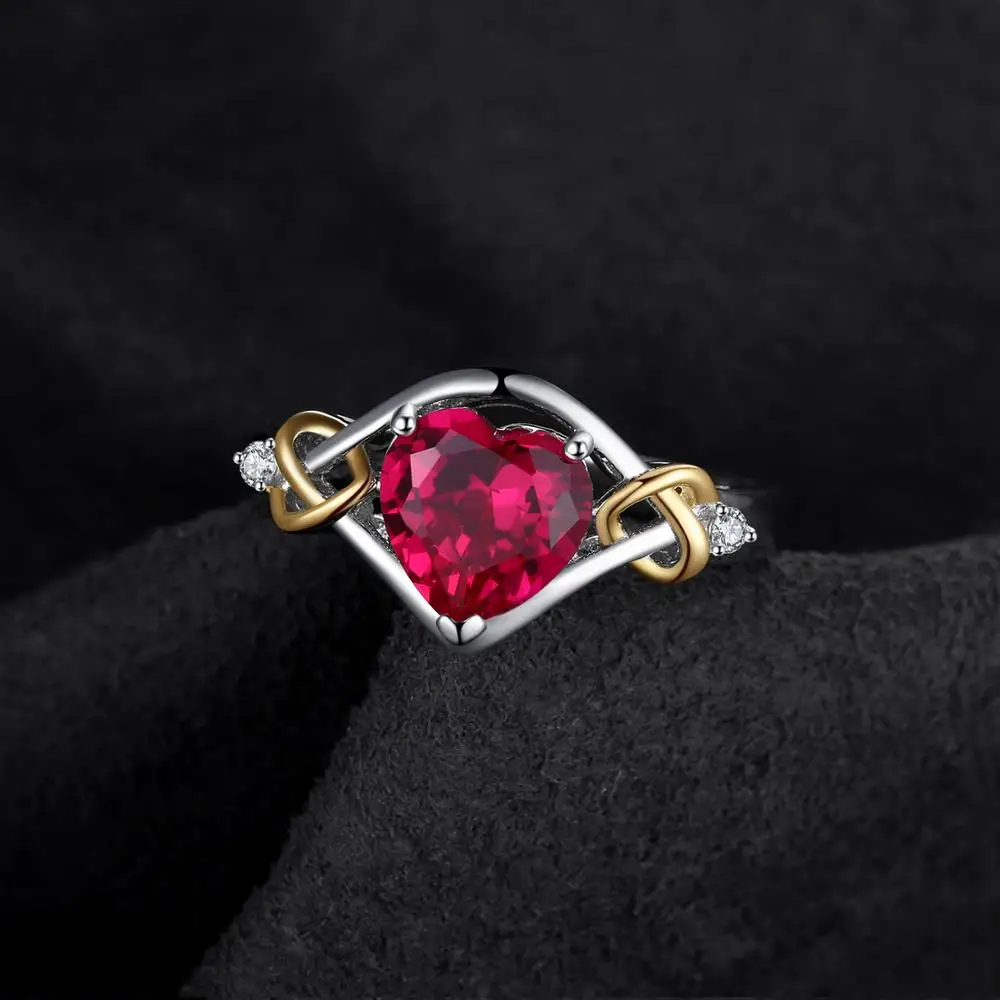 JewelryPalace Любовь Узел Сердце 2.5ct Создано Красный Рубин Годовщина Обещание Кольцо