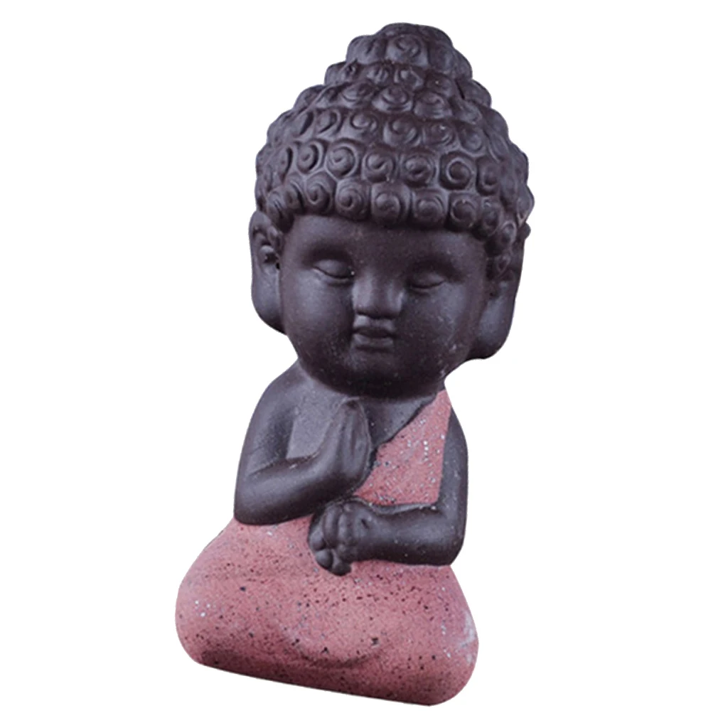 4 Pieces Traditional Little Statue Monk Tea Pet Decoration on Your KungFu Tray Meditation Accessories for Zen Garden Sand Decor