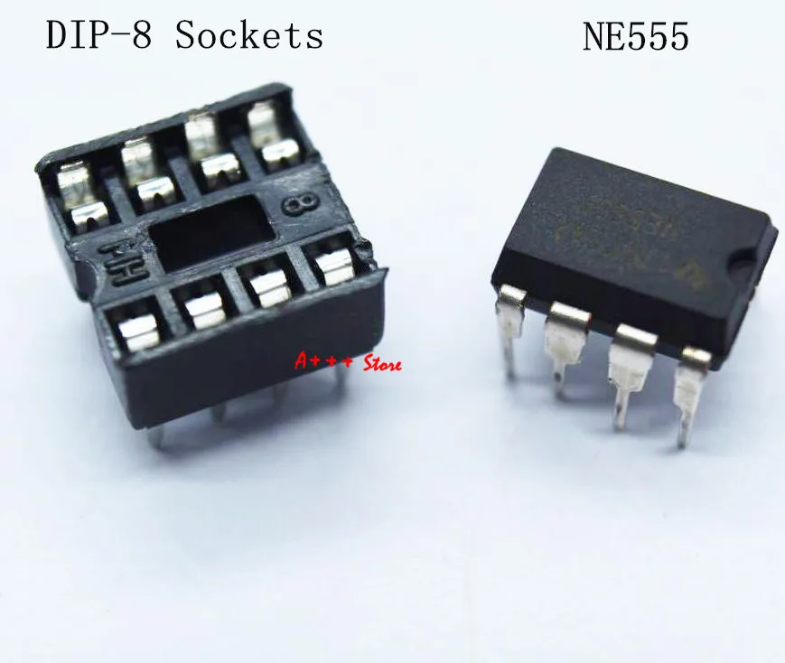 

20pcs , (10 each) NE555 IC 555 & 8 Pin DIP Sockets