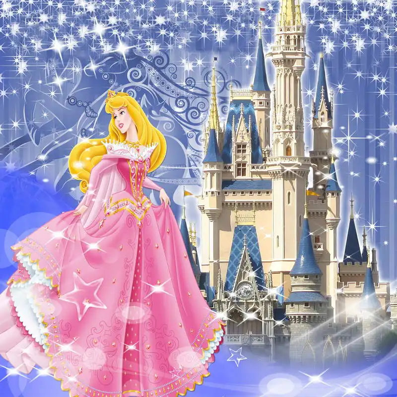 

8x8FT Sparkes Blue Castle Sleep Beauty Aurora Princess Custom Photo Studio Background Backdrop Vinyl 240cm x 240cm