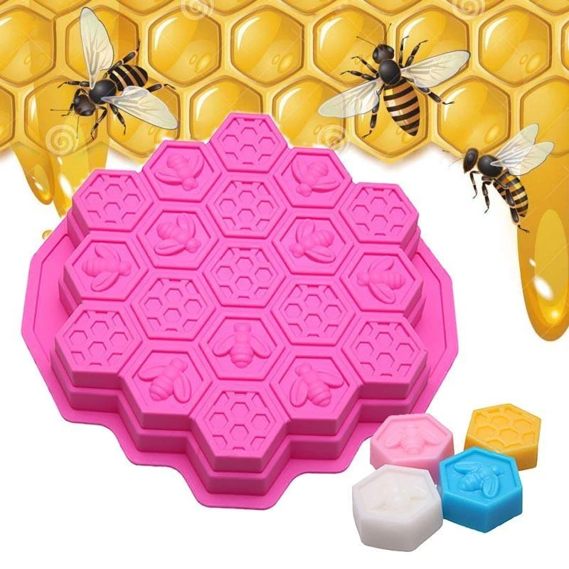 3d Miel Peigne Silicone Gateau Moule Abeilles Diy Chocolat Savon Moule 19 Cellulaire Cire D Abeille Bac A Glacons Gateau Decoration 3 Aliexpress