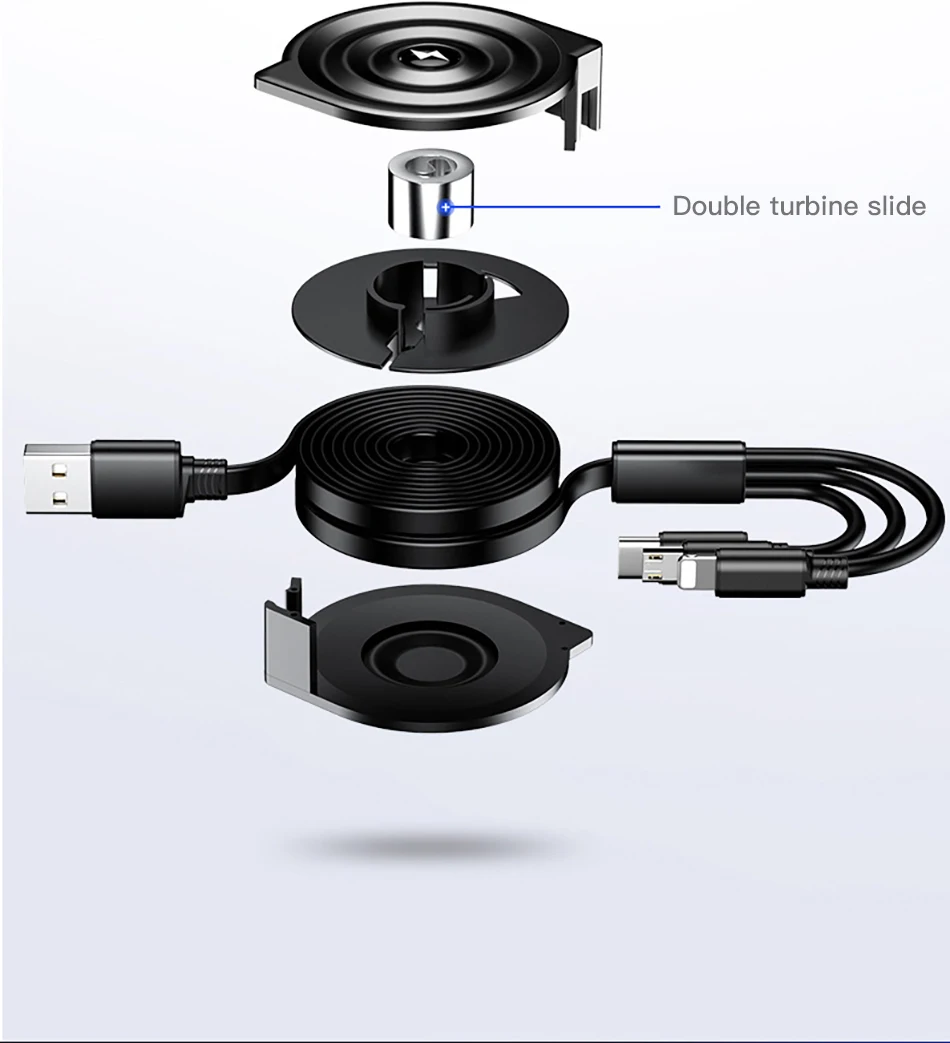 !ACCEZZ 3 in 1 Retractable USB Cable For iPhone XS XR Micro USB Type C TPE Fast Charging For Samsung Xiaomi Huawei Android Phone (15)