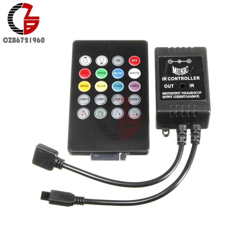 

20 KEY Music Remote IR Controller Sound Sensor For 3528 5050 RGB LED Strip Light