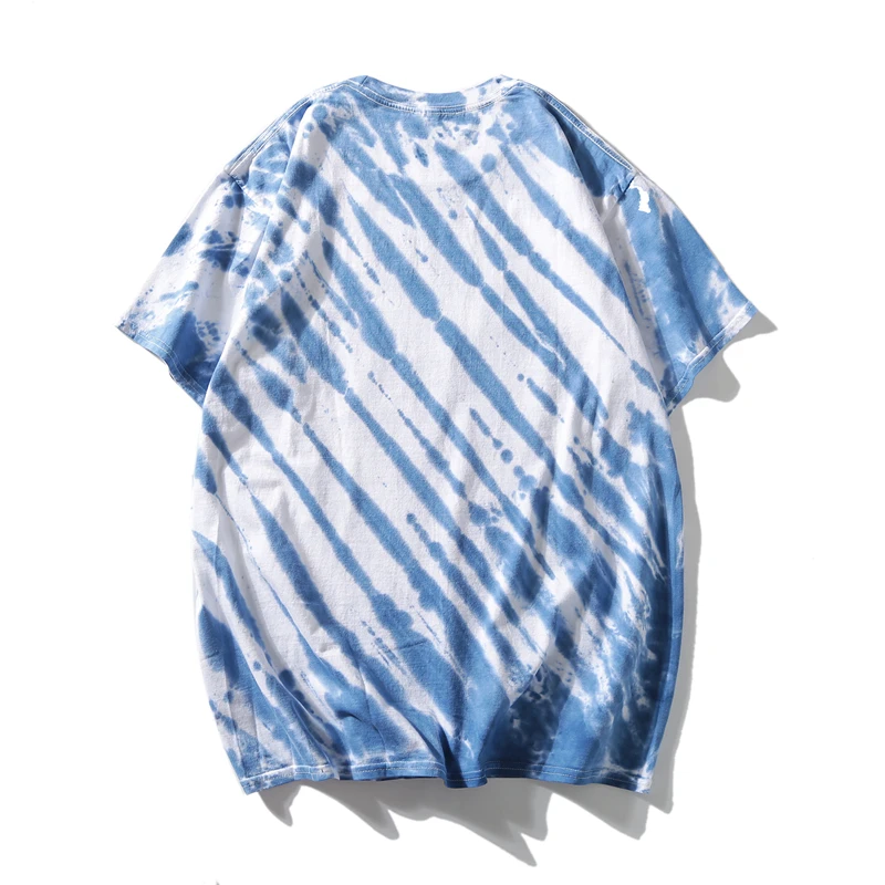 Темная икона светодиодная рок-футболка с коротким рукавом Tie Dye хип-хоп мужские футболки с круглым вырезом мужские футболки