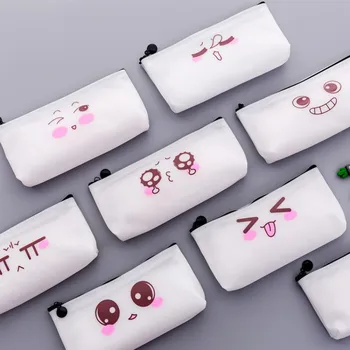 

1 pcs Cute expression silicone pencil case pencil bag Pouch Purse kawaii stationery escolar school supplies Students kids gift