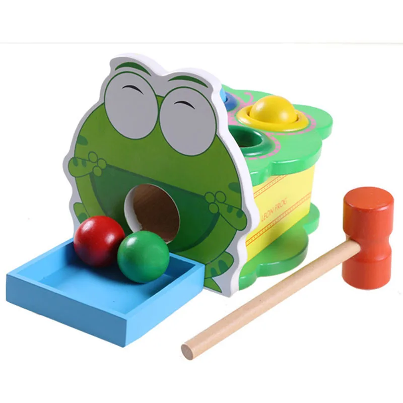 Wooden Cartoon Frog Beat Music Montessori Toy For Children Puzzle Oyuncak Baby Fun Material Sport Blocks XWJ476- | Игрушки и хобби