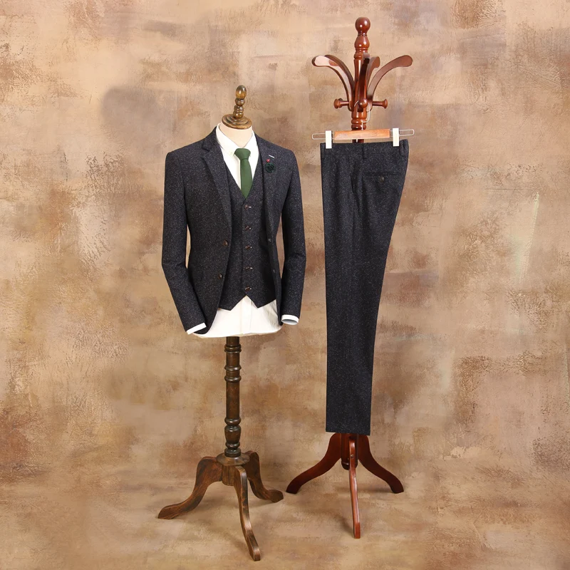 

Fashion Wedding Dresses Suits Man Black Blazer Mens Black Suit Jacket Male Business Suits Pant Three Pieces Vintage Clothing