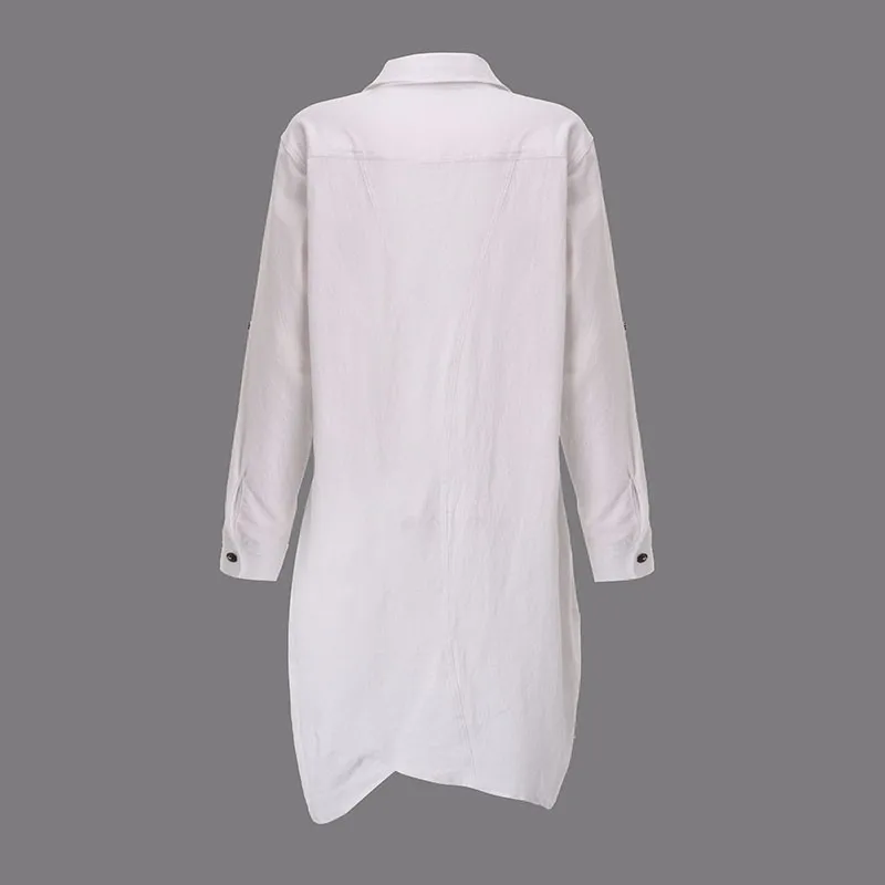 ZANZEA модные женские блузки осенние хлопковые рубашки с длинным рукавом и асимметричным подолом повседневные свободные Блузы Топы размера плюс S-5XL