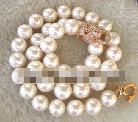 

08149 WOW! freshwater pearl AA 10-11mm white leopard necklace 17" (A0325)