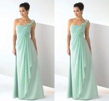 2015 New Column One Shoulder Floor Length Bridesmaid Dresses With Ruffles Prom Formal Dress Vestido De