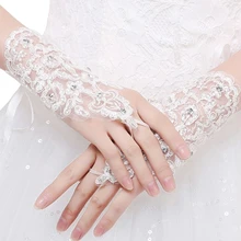Женские свадебные перчатки для невесты, перчатки высокого качества с короткими пальцами, элегантные свадебные аксессуары со стразами для невесты