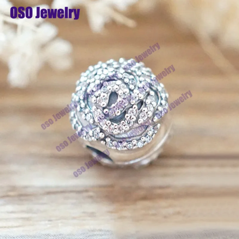 

925 Sterling Silver Rose Nature Stone Charm Beads Fit Original Bracelets Bangles pendants jewelry making joyas de plata 925
