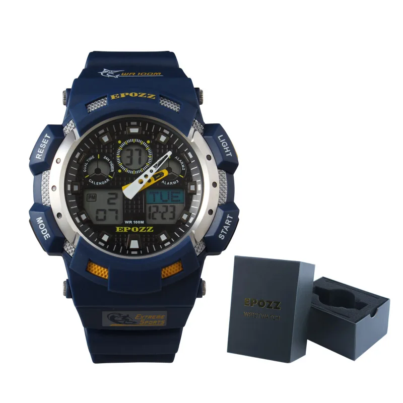 Часы для плавания мужские спортивные цифровые часы светодиодный дисплей светящиеся военные наручные часы водонепроницаемые 100 м montre reloj orologio - Цвет: Синий