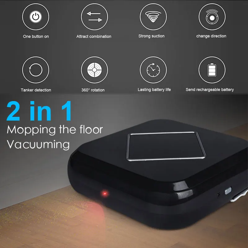 New 2 in 1 Automatic robot vacuum cleaner Home Smart Rechargeable Sweeping Floor aspirador Household Mopping Cleaning Machine