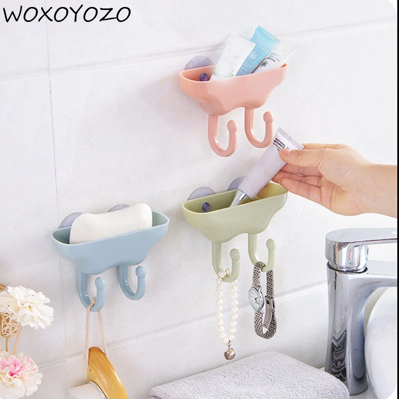1PC Bathroom Wall Hanger Shelf Adhesive Wall Door Hooks Bag Keys Hanger