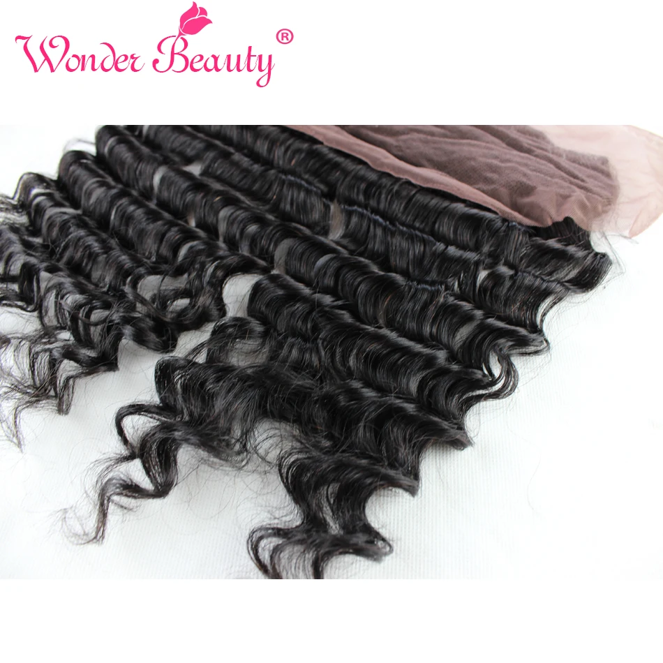 Wonder Beauty Hair Brazilian Deep Wave lace frontal closure 100% human hair Non Remy Ear to Ear 13x4 frontal closure Free ship