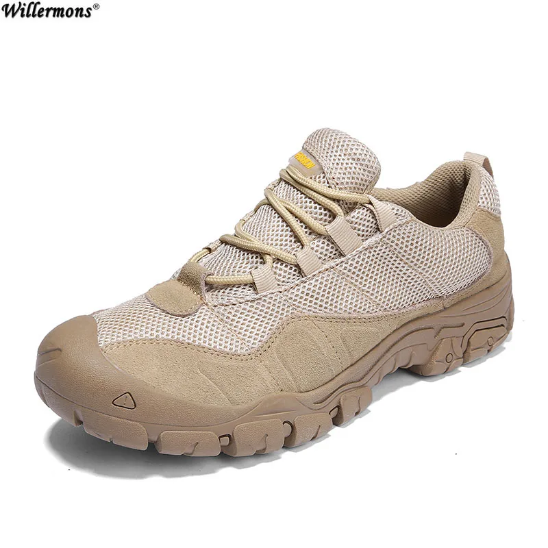 

Summer Men's Outdoor Breathable Low Anti-slip Lace Up Army Combat Desert Boots Shoes Men Military Tactical Boots