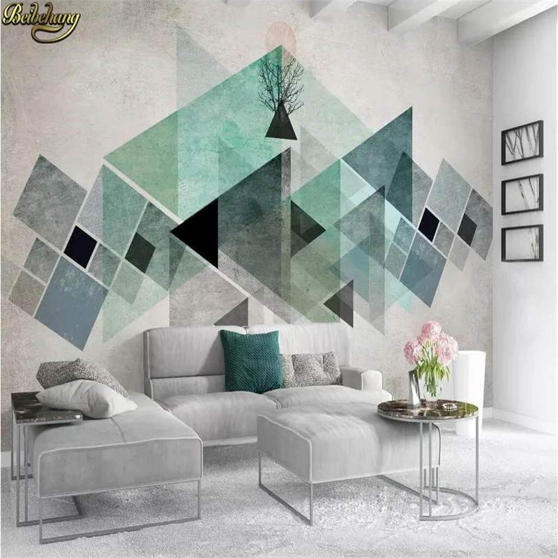 beibehang Custom Background Large Murals wallpapers for Living Room Bedroom Backdrop Nordic geometric triangle Photo Wallpaper