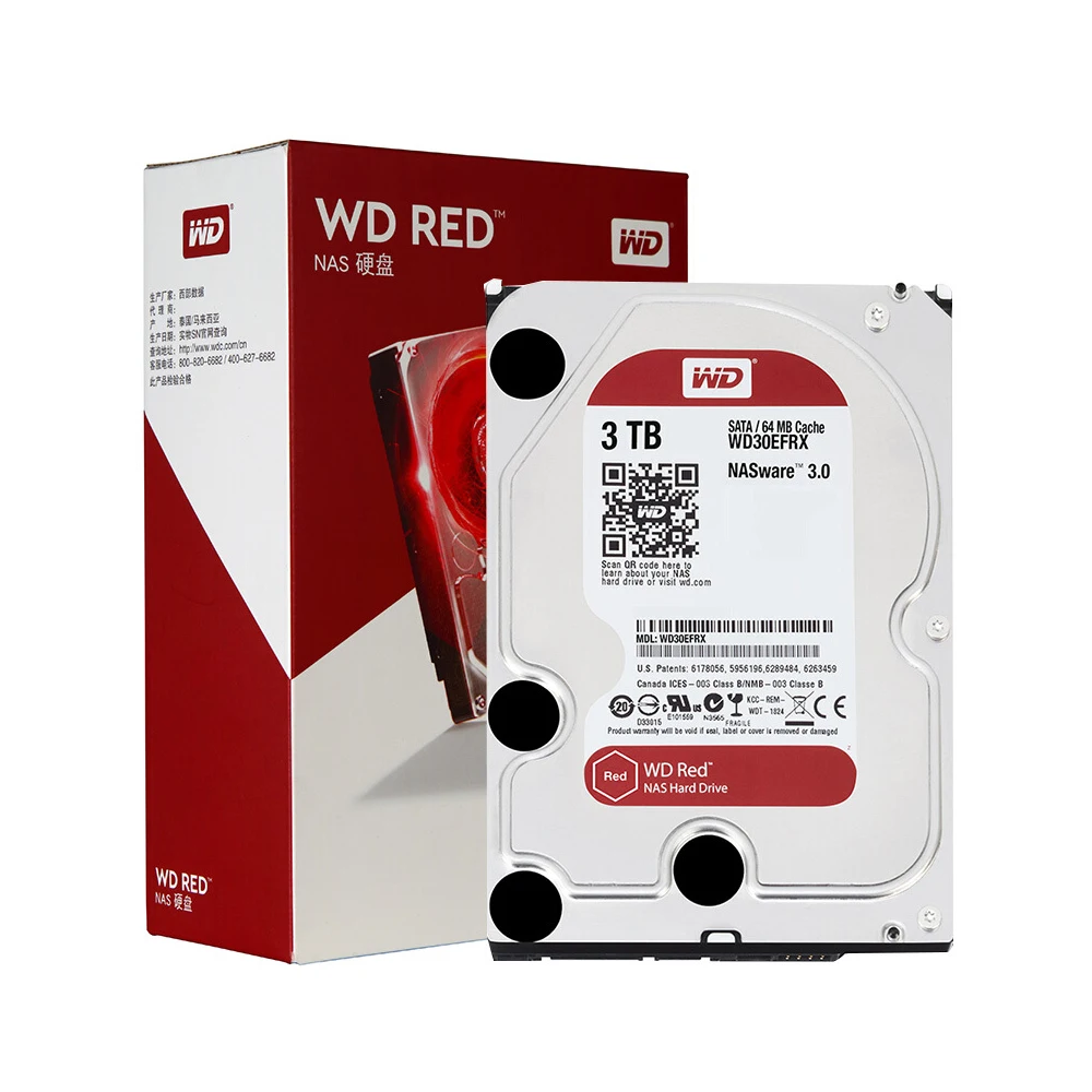 Жесткий диск Western Digital Red NAS 3 ТБ 5400 об/мин класс SATA 6 Кэш-память 64 Мб 5 дюйма для Decktop WD