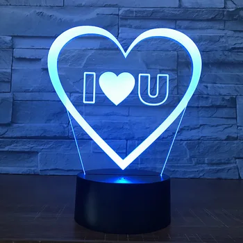 

New Music Speaker with 7 Color LOVE Design 3D Stereo Vision Night Light lamp Bedroom Bedside Desktop Bluetooth Player Nightlight