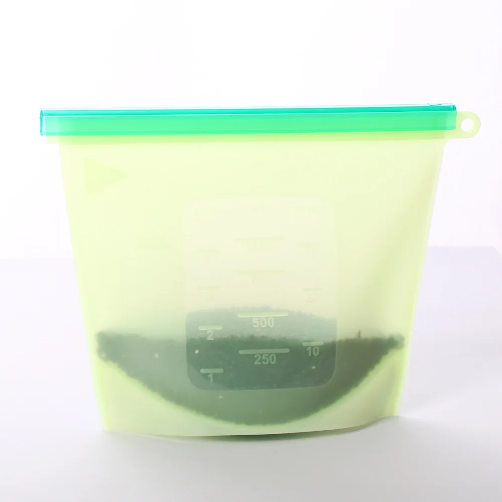 FASOTY Silicone Fresh-Keeping Bag Vacuum Food Packaging Ziplock Bag Broth Frozen Food Storage Fresh-Keeping Bag - Цвет: Green