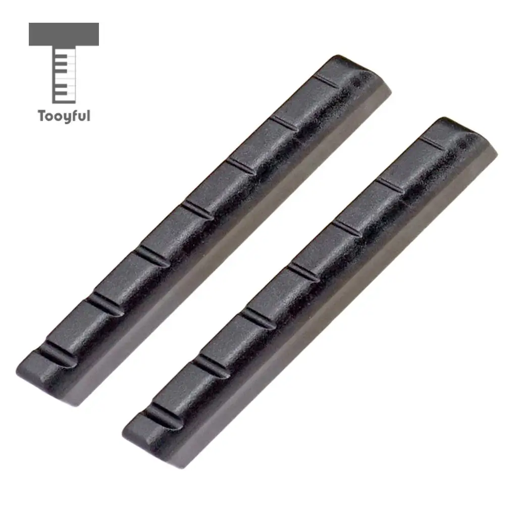 Tooyful Set of 2pc Black Plastic Slotted Nut & Saddle for 7 String Ukulele Guitar Parts Replacements