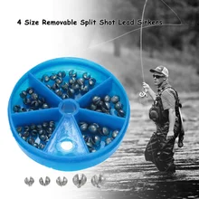 5 размеров 1 коробка свинцового дробления карпа грубая Съемная сплит комплект грузил чистые свинцовые грузила рыболовные снасти коробка свинцового дробления