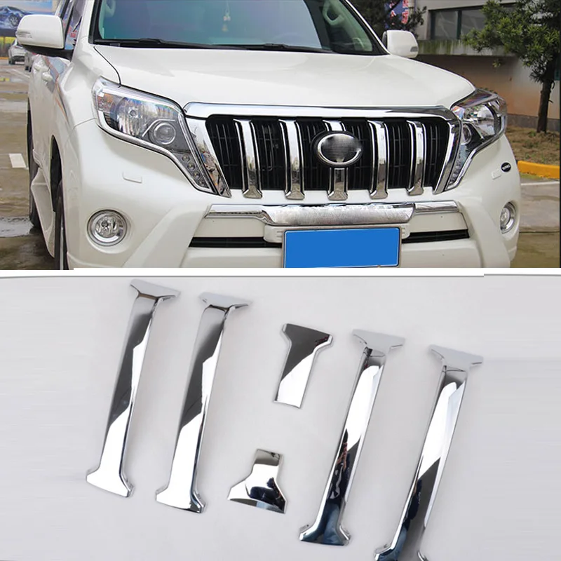 Chrome Front Center Grille Grill Cover Trim 5pcs for Toyota Prado Fj150 2018 2019