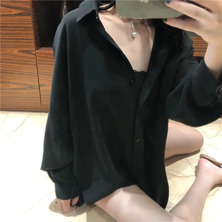  Black Blouse Women Oversize Plus Size Blouse Mujer Long Sleeve Women Tops Blusa Mujer 2019 Spring M