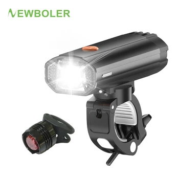 

NEWBOLER German Standard Flashlight For Bicycle 4000 mAh Bike light Front and Back Light Kit USB LED Headlight Accessories Mount