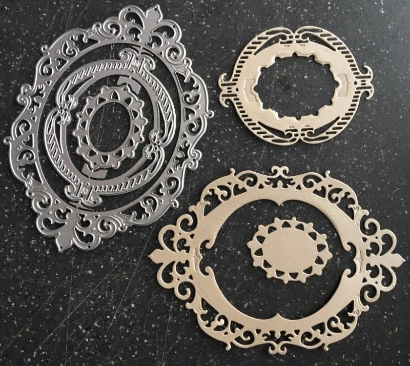 Swovo 3PC Lace oval frame Metal Cutting Dies for Scrapbooking DIY
