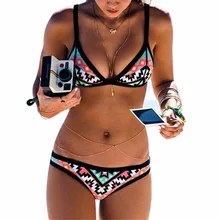 HW2016 Новый Ретро Стиль Простая Модель Сексуальная Печати Купальник Bikinis Холтер Paddeds Новый Бренд