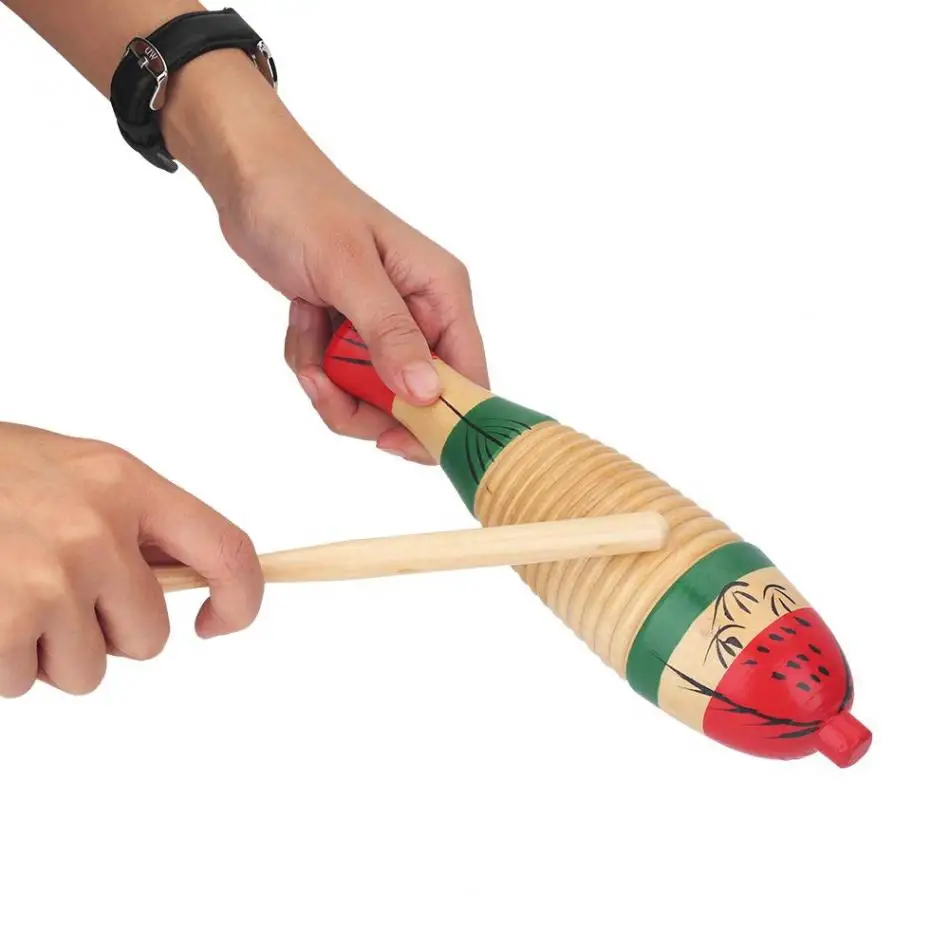 Деревянные Guiro красочные ударные Guiro с молотком музыкальный ударный инструмент для детей Детские игрушки
