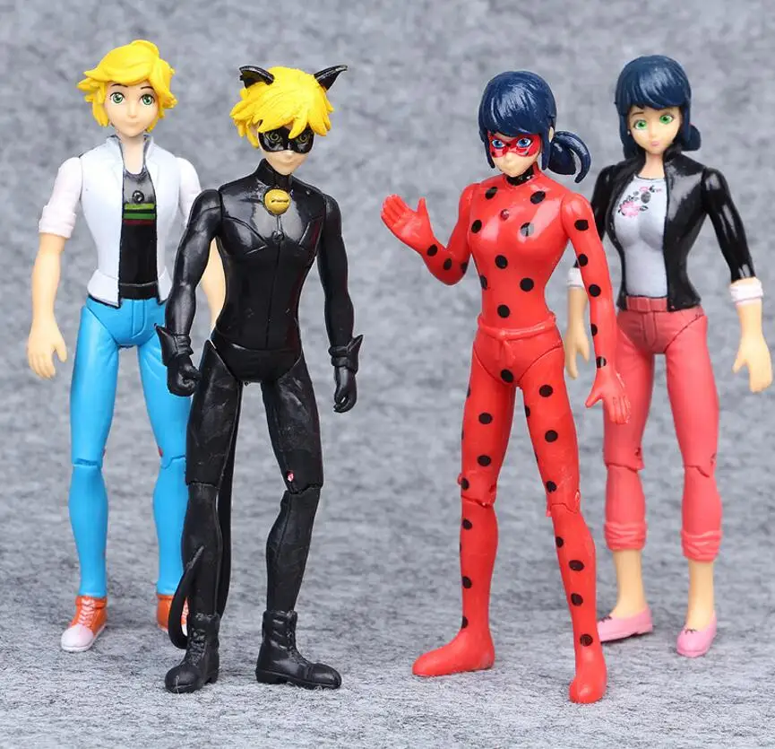 6 unids/lote milagrosa mariquita y gato nendoroid negro Juguetes muñeca de juguete figura de acción de Marinette Plagg Tikki PVC figura Juguetes