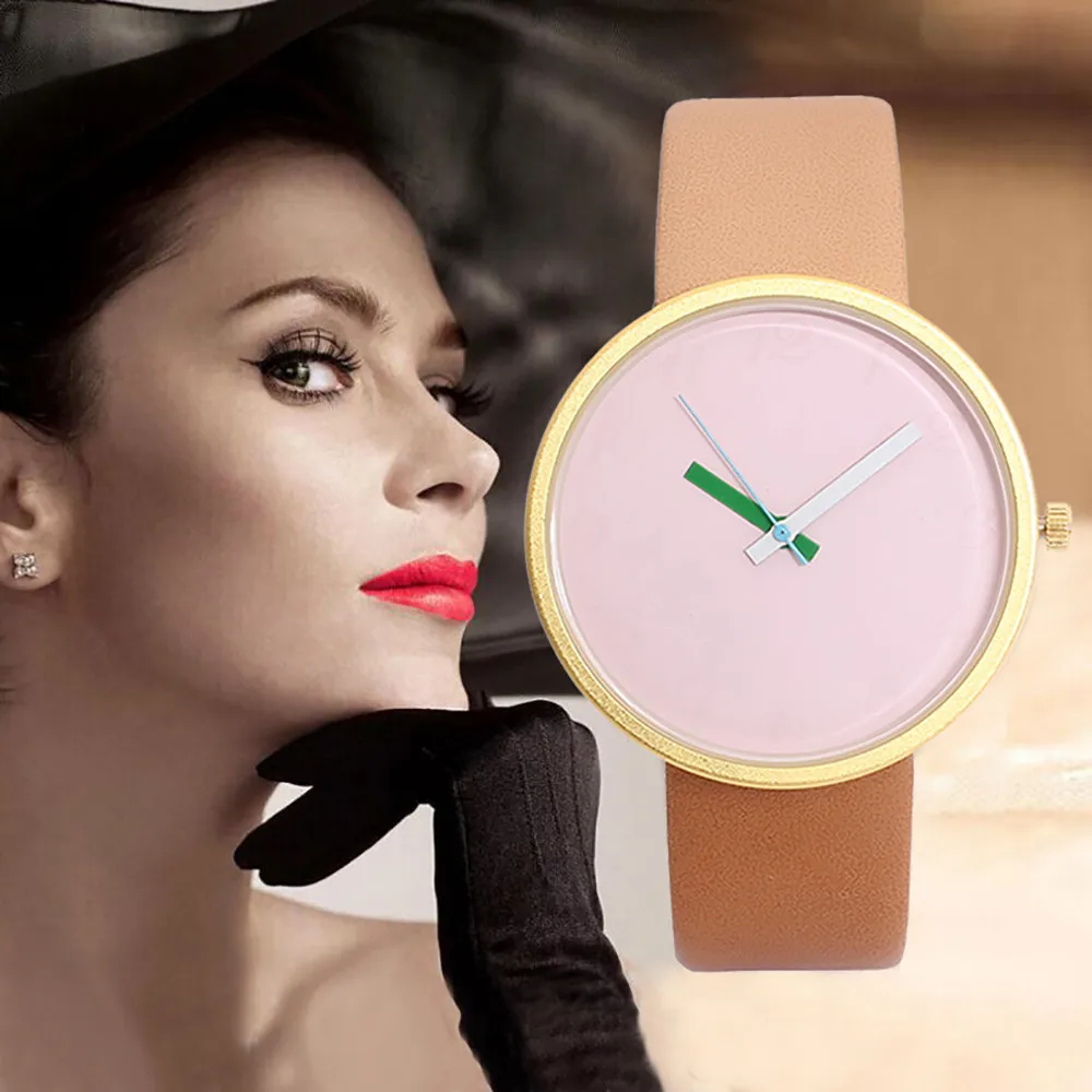 Женские часы серые Контрастные кожаные кварцевые часы женские часы для влюбленных унисекс повседневные женские наручные часы Часы Relogio Feminino - Цвет: Orange