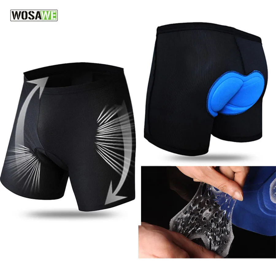 WOSAWE Cycling Shorts Men Bike Underwear Gel 3D Silicone Padded Road Bicycle Shorts Padded Wear