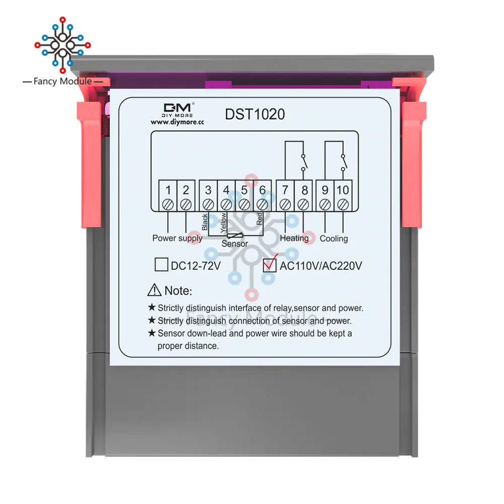 DST1020 AC 110-220V двойной дисплей цифровой контроль температуры Лер контроль термостат DS18B20 датчик Водонепроницаемый заменить STC-1000