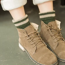 1 пара, женские гольфы в ретро-стиле с двумя полосками, осенне-зимние рождественские женские носки, Meias Femininas, женские носки, Art Chaussette Femme