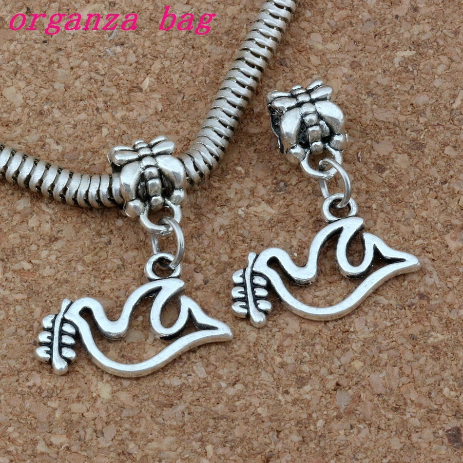 100Pcs Peace Dove Olives Charms Pendants 19x24mm Zinc Alloy Fashion Jewelry DIY Fit Bracelets Necklace Earrings A-259