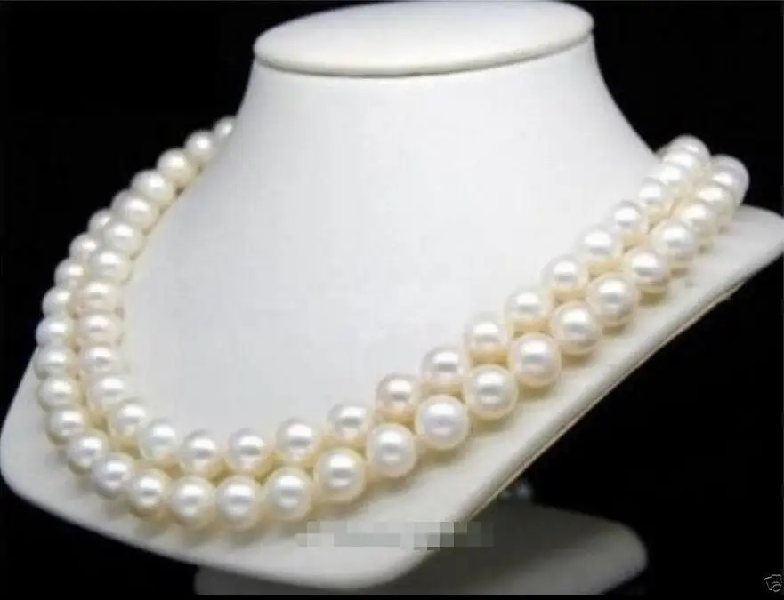

Free Shipping >>>>> AAA+9-10MM WHITE AKOYA ROUND PEARL NECKLACE 33" 14K