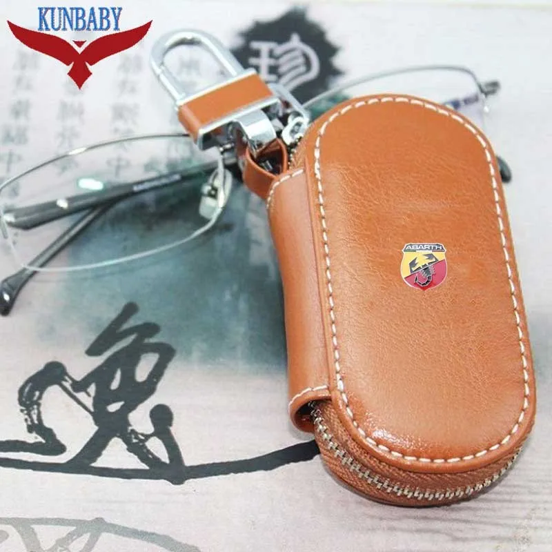KUNBABY для мужчин/для женщин автомобиля сумка для ключей ключи цепи чехол держатель натуральной кожи ключ бумажник для Abarth