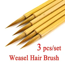 Комплект из 3 предметов ласка волос каллиграфия кисть Малый regualr сценарий бамбука подставка искусство картина поставки