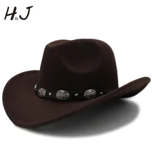 Модная мужская шерстяная ковбойская шляпа в западном стиле с широкими полями, Мужская джазовая Кепка для верховой езды, Мужская кепка, размер 56-58 см