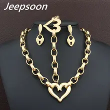Hot selling Fashion Stainless Steel Heart Jewelry Plated Gold Gold Color Bracelet Necklace Earrings Sets For