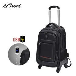 USB многофункциональный прокатный багажный Спиннер рюкзак на плечо сумка на колесиках тележка для переноски на колесах школьная сумка