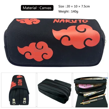 

Anime Naruto Akatsuki Naruto Cosplay Canvas Cartoon Pencil Stationery Bags Makeup Student School Zipper Pen Case Storage Bag