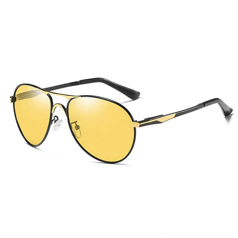 Очки солнцезащитные мужские, солнцезащитные очки, солнечные очки, очки для вождения, ретро, мужские очки, очки солнцезащитные, очки водителя, очки поляризационные, поляризационные очки, sunglasses, фотохромные очки - Цвет линз: Black Yellow